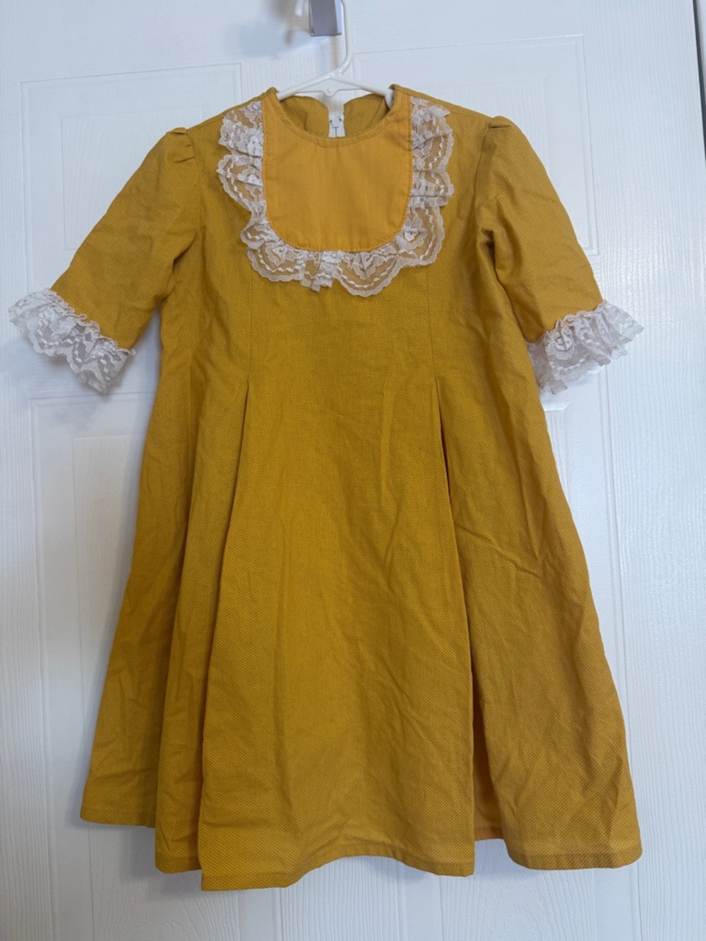 Girls' Mustard Lace-Trim Formal Dress for Special Occasions